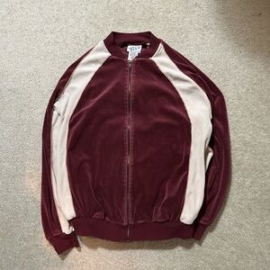Irvine Park Burgundy and White Bomber Jacket